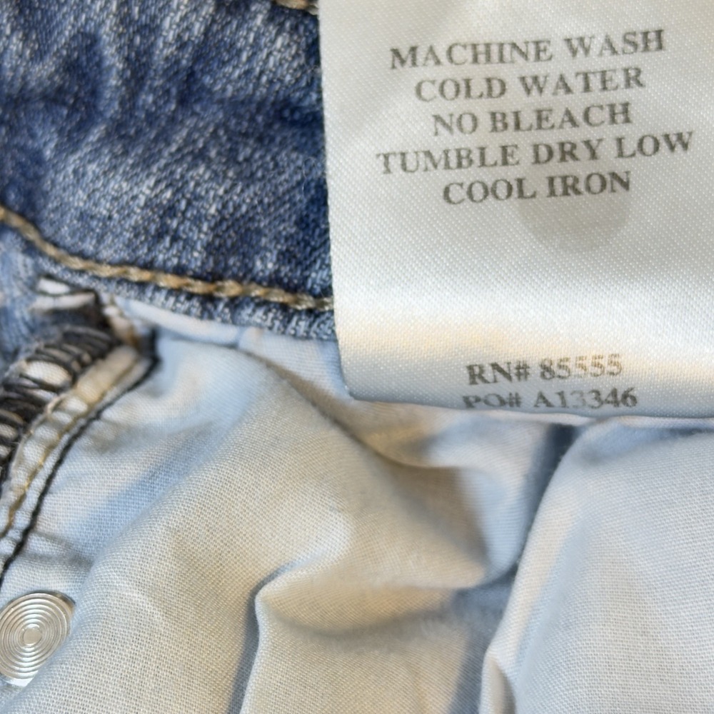 Eunina Women's Mid Rise Bootcut Blue Denim‎ Jeans Stretch 5-Pocket Raw Hem Sz 28 - Picture 13 of 14